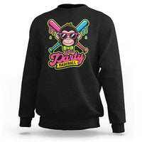 Lets Party Baseball Monkey Game Day Sweatshirt Neon Dripping Bats Funny Baseball Fan Party Ball
