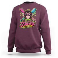 Lets Party Baseball Monkey Game Day Sweatshirt Neon Dripping Bats Funny Baseball Fan Party Ball
