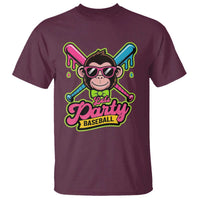 Lets Party Baseball Monkey Game Day T Shirt Neon Dripping Bats Funny Baseball Fan Party Ball