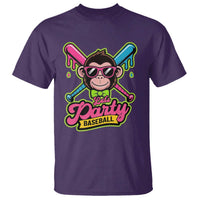 Lets Party Baseball Monkey Game Day T Shirt Neon Dripping Bats Funny Baseball Fan Party Ball