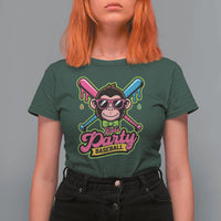 Lets Party Baseball Monkey Game Day T Shirt For Women Neon Dripping Bats Funny Baseball Fan Party Ball
