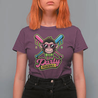 Lets Party Baseball Monkey Game Day T Shirt For Women Neon Dripping Bats Funny Baseball Fan Party Ball
