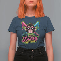 Lets Party Baseball Monkey Game Day T Shirt For Women Neon Dripping Bats Funny Baseball Fan Party Ball