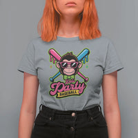 Lets Party Baseball Monkey Game Day T Shirt For Women Neon Dripping Bats Funny Baseball Fan Party Ball