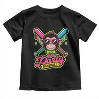 Lets Party Baseball Monkey Game Day Toddler T Shirt Neon Dripping Bats Funny Baseball Fan Party Ball