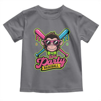 Lets Party Baseball Monkey Game Day Toddler T Shirt Neon Dripping Bats Funny Baseball Fan Party Ball