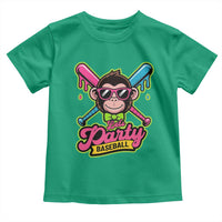 Lets Party Baseball Monkey Game Day Toddler T Shirt Neon Dripping Bats Funny Baseball Fan Party Ball