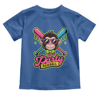 Lets Party Baseball Monkey Game Day Toddler T Shirt Neon Dripping Bats Funny Baseball Fan Party Ball