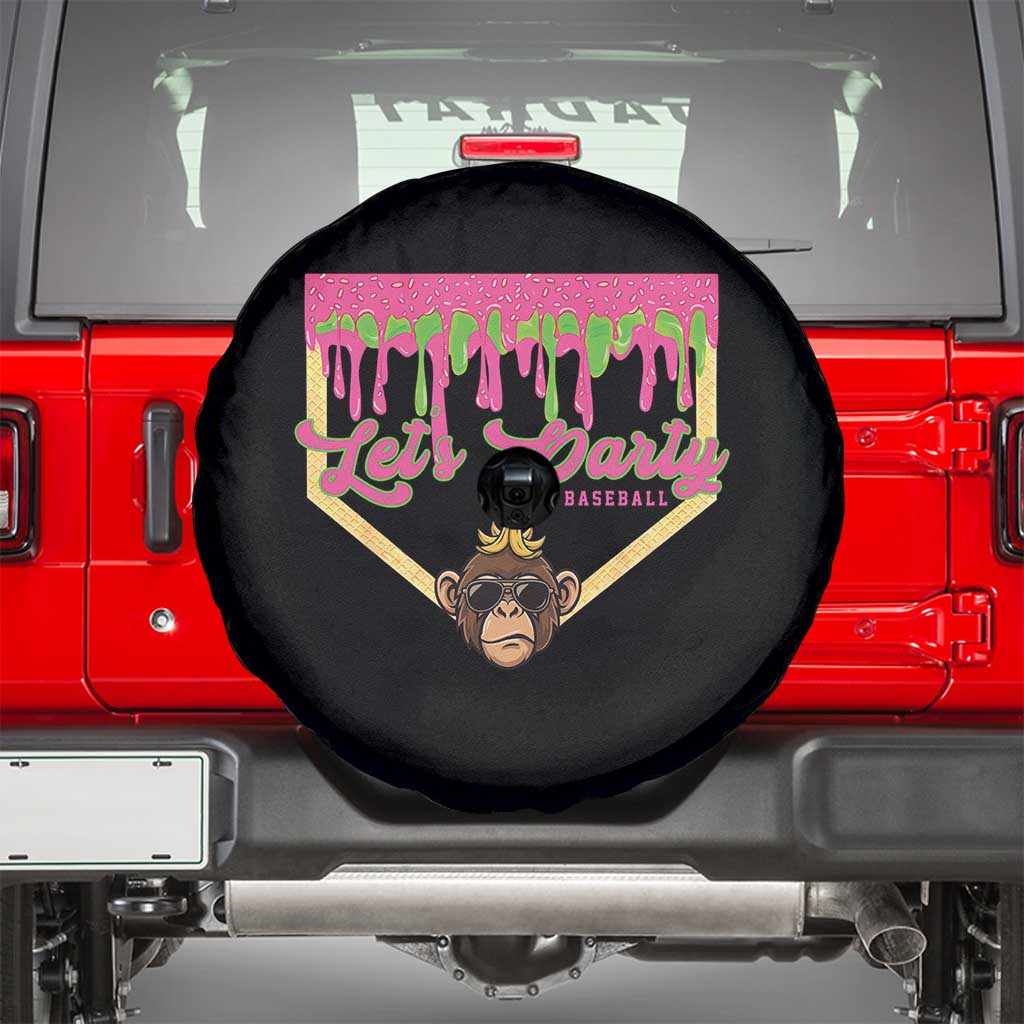 Lets Party Monkey Baseball Game Day Spare Tire Cover Neon Dripping Homeplate Funny Ball Party Fans