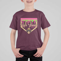 Lets Party Monkey Baseball Game Day T Shirt For Kid Neon Dripping Homeplate Funny Ball Party Fans
