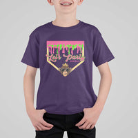 Lets Party Monkey Baseball Game Day T Shirt For Kid Neon Dripping Homeplate Funny Ball Party Fans