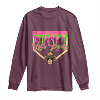 Lets Party Monkey Baseball Game Day Long Sleeve Shirt Neon Dripping Homeplate Funny Ball Party Fans