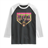 Lets Party Monkey Baseball Game Day Raglan Shirt Neon Dripping Homeplate Funny Ball Party Fans