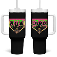 Lets Party Monkey Baseball Game Day Tumbler With Handle Neon Dripping Homeplate Funny Ball Party Fans