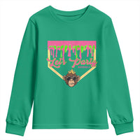 Lets Party Monkey Baseball Game Day Youth Sweatshirt Neon Dripping Homeplate Funny Ball Party Fans
