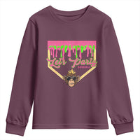 Lets Party Monkey Baseball Game Day Youth Sweatshirt Neon Dripping Homeplate Funny Ball Party Fans