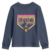 Lets Party Monkey Baseball Game Day Youth Sweatshirt Neon Dripping Homeplate Funny Ball Party Fans