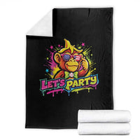 Lets Party Baseball Monkey Colorful Graphic Throw Blanket American Flag Game Day Fans Ball Party Vibes
