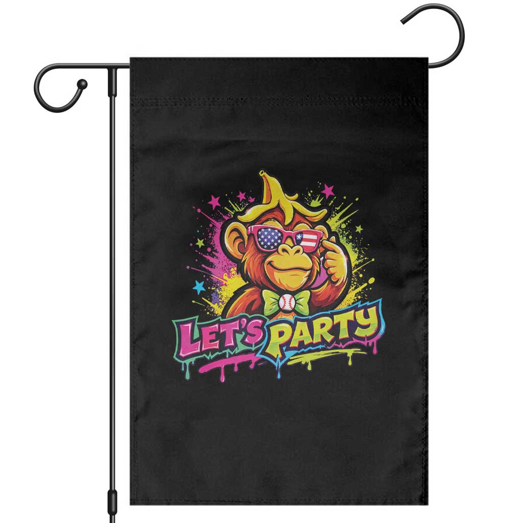 Lets Party Baseball Monkey Colorful Graphic Garden Flag American Flag Game Day Fans Ball Party Vibes