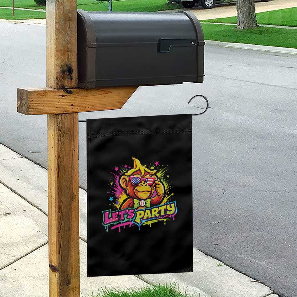 Lets Party Baseball Monkey Colorful Graphic Garden Flag American Flag Game Day Fans Ball Party Vibes