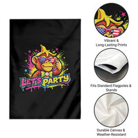 Lets Party Baseball Monkey Colorful Graphic Garden Flag American Flag Game Day Fans Ball Party Vibes