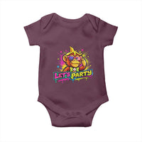 Lets Party Baseball Monkey Colorful Graphic Baby Onesie American Flag Game Day Fans Ball Party Vibes