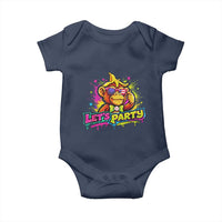 Lets Party Baseball Monkey Colorful Graphic Baby Onesie American Flag Game Day Fans Ball Party Vibes