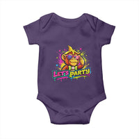Lets Party Baseball Monkey Colorful Graphic Baby Onesie American Flag Game Day Fans Ball Party Vibes