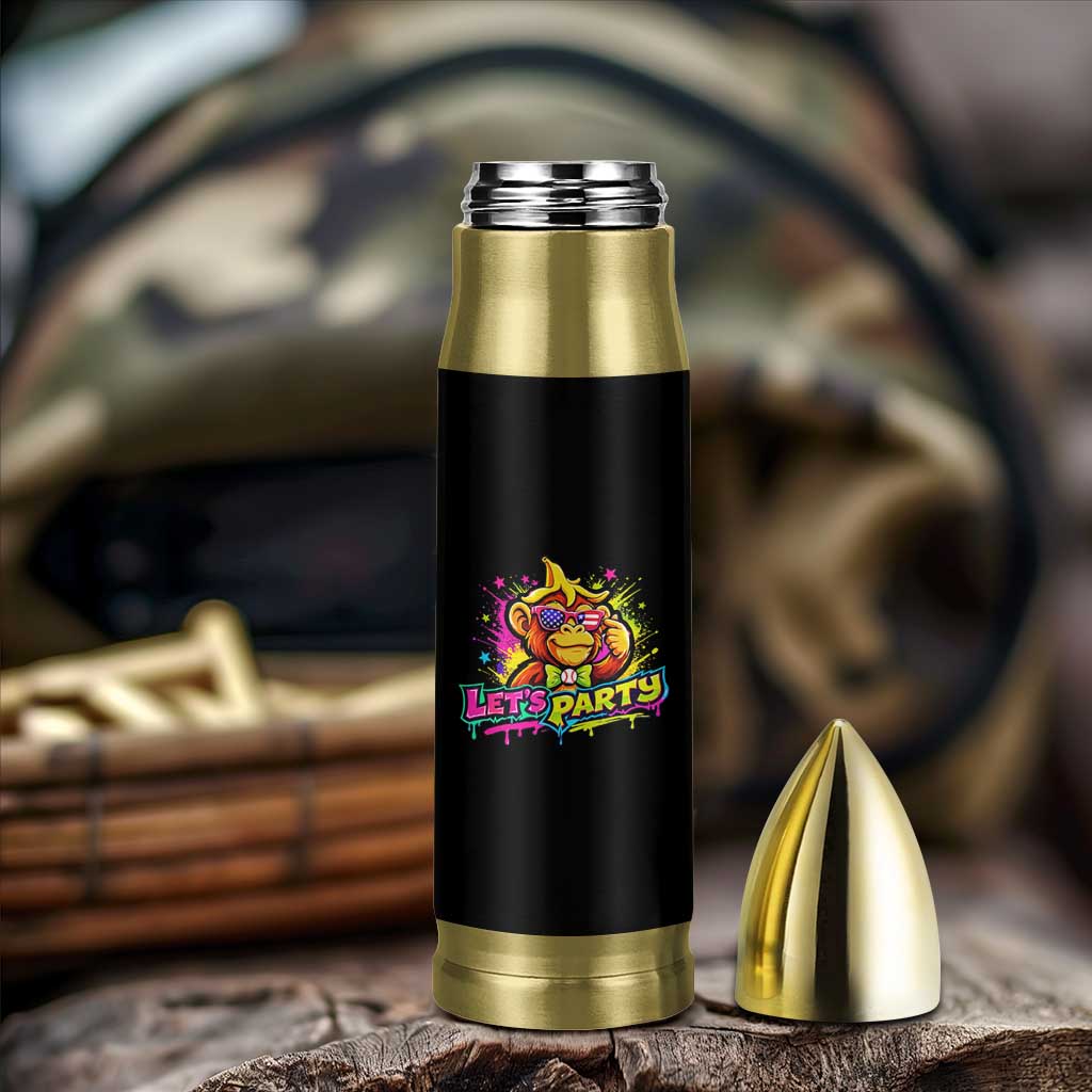 Lets Party Baseball Monkey Colorful Graphic Bullet Tumbler American Flag Game Day Fans Ball Party Vibes