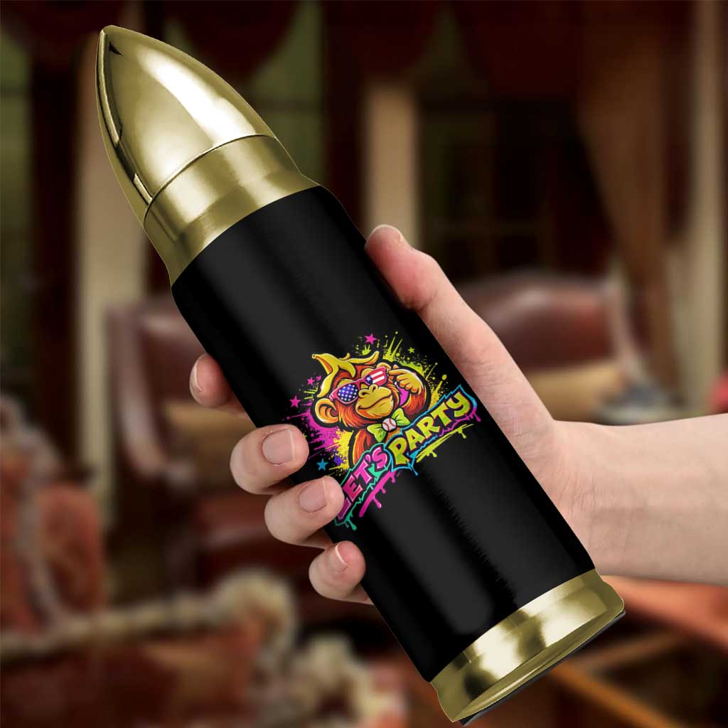Lets Party Baseball Monkey Colorful Graphic Bullet Tumbler American Flag Game Day Fans Ball Party Vibes