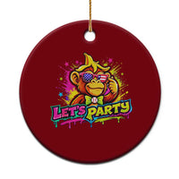 Lets Party Baseball Monkey Colorful Graphic Ceramic Ornament American Flag Game Day Fans Ball Party Vibes