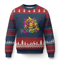 Lets Party Baseball Monkey Colorful Graphic Ugly Christmas Sweater American Flag Game Day Fans Ball Party Vibes