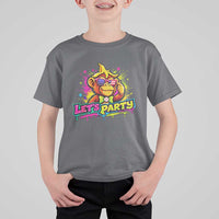 Lets Party Baseball Monkey Colorful Graphic T Shirt For Kid American Flag Game Day Fans Ball Party Vibes