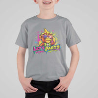 Lets Party Baseball Monkey Colorful Graphic T Shirt For Kid American Flag Game Day Fans Ball Party Vibes