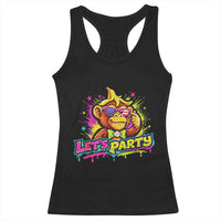 Lets Party Baseball Monkey Colorful Graphic Racerback Tank Top American Flag Game Day Fans Ball Party Vibes