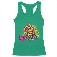 Lets Party Baseball Monkey Colorful Graphic Racerback Tank Top American Flag Game Day Fans Ball Party Vibes