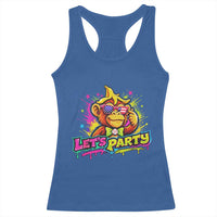 Lets Party Baseball Monkey Colorful Graphic Racerback Tank Top American Flag Game Day Fans Ball Party Vibes