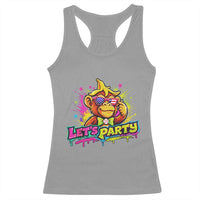 Lets Party Baseball Monkey Colorful Graphic Racerback Tank Top American Flag Game Day Fans Ball Party Vibes