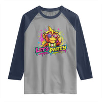 Lets Party Baseball Monkey Colorful Graphic Raglan Shirt American Flag Game Day Fans Ball Party Vibes