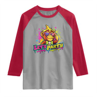 Lets Party Baseball Monkey Colorful Graphic Raglan Shirt American Flag Game Day Fans Ball Party Vibes