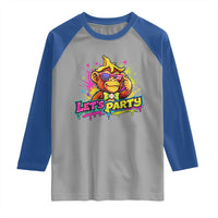 Lets Party Baseball Monkey Colorful Graphic Raglan Shirt American Flag Game Day Fans Ball Party Vibes