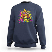 Lets Party Baseball Monkey Colorful Graphic Sweatshirt American Flag Game Day Fans Ball Party Vibes