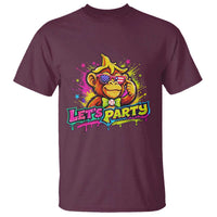 Lets Party Baseball Monkey Colorful Graphic T Shirt American Flag Game Day Fans Ball Party Vibes