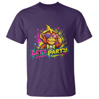 Lets Party Baseball Monkey Colorful Graphic T Shirt American Flag Game Day Fans Ball Party Vibes