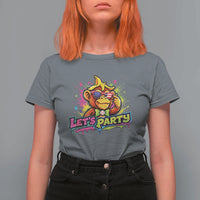 Lets Party Baseball Monkey Colorful Graphic T Shirt For Women American Flag Game Day Fans Ball Party Vibes
