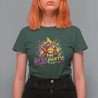 Lets Party Baseball Monkey Colorful Graphic T Shirt For Women American Flag Game Day Fans Ball Party Vibes