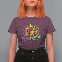 Lets Party Baseball Monkey Colorful Graphic T Shirt For Women American Flag Game Day Fans Ball Party Vibes