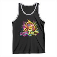 Lets Party Baseball Monkey Colorful Graphic Tank Top American Flag Game Day Fans Ball Party Vibes