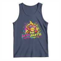 Lets Party Baseball Monkey Colorful Graphic Tank Top American Flag Game Day Fans Ball Party Vibes
