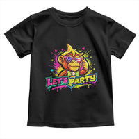 Lets Party Baseball Monkey Colorful Graphic Toddler T Shirt American Flag Game Day Fans Ball Party Vibes